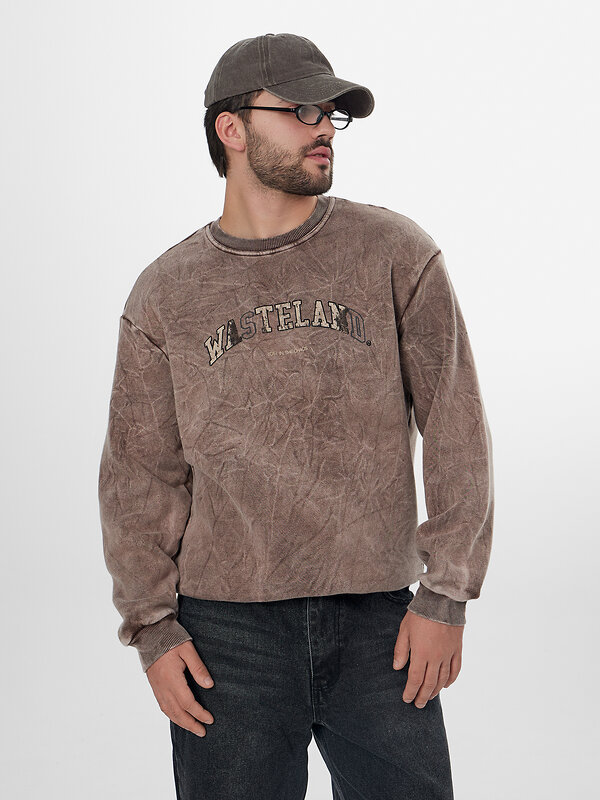 MARK FORMELLE Свитшот 573372 121801/1 ACID WASH шоколадный +печать