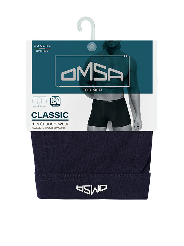 Omsa Трусы 573382 OmB 1236 Боксеры муж. с тканевой резинкой, CO Blu Notte (Синий)