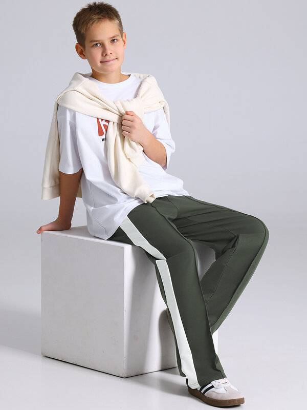 Апрель Брюки 573568 1ПББ4961139 оливковый+сливки