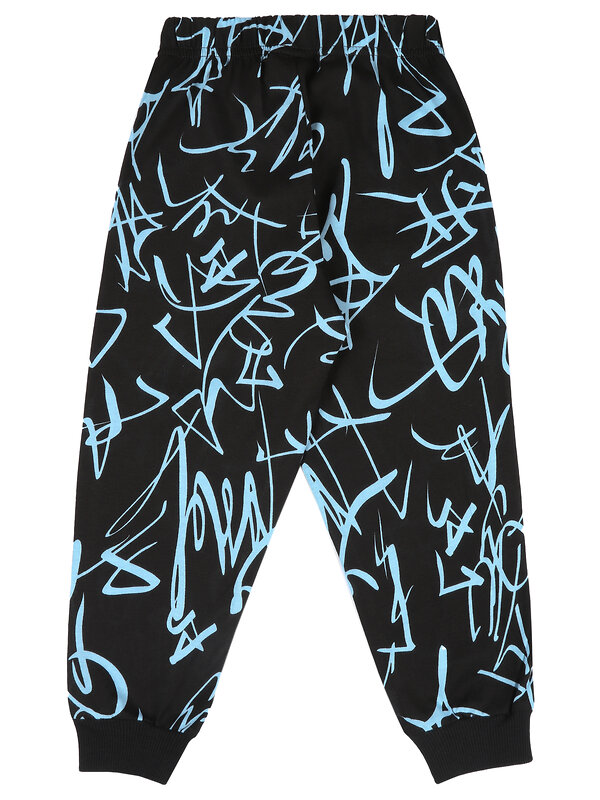 Апрель Брюки 573569 1ПБМ4644001н ярко-голубые граффити на черном+черный