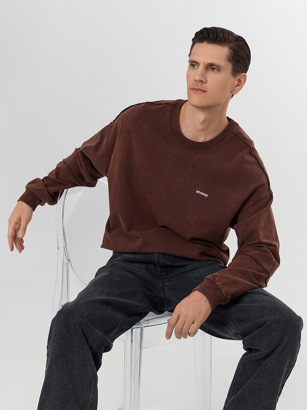 MARK FORMELLE Свитшот 573665 121943 ACID WASH шоколадный +печать