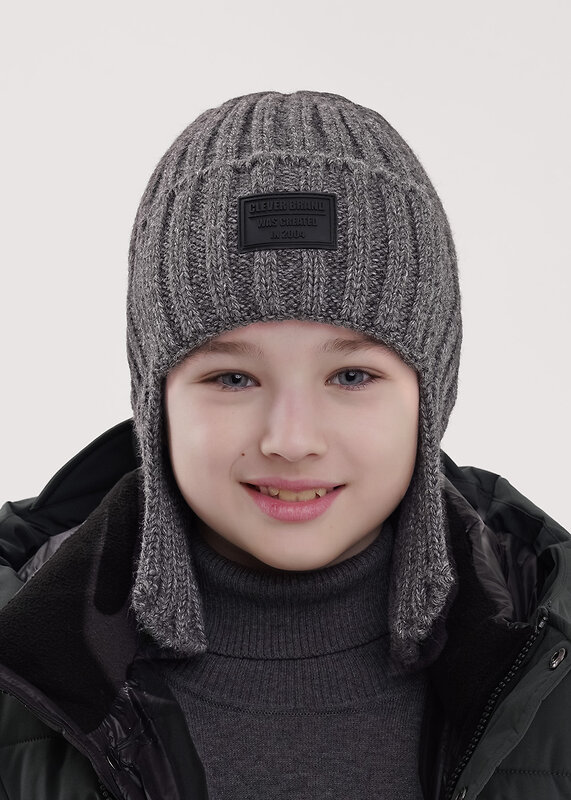 CLEVER Шапка 573853 454367ап флис меланж серый