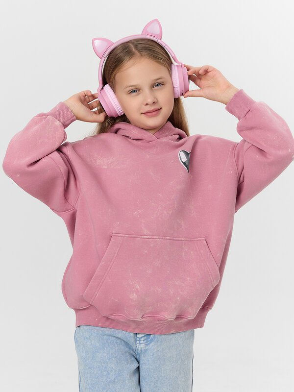 MARK FORMELLE Худи 574151 127979 ACID WASH пыльно -розовый +печать