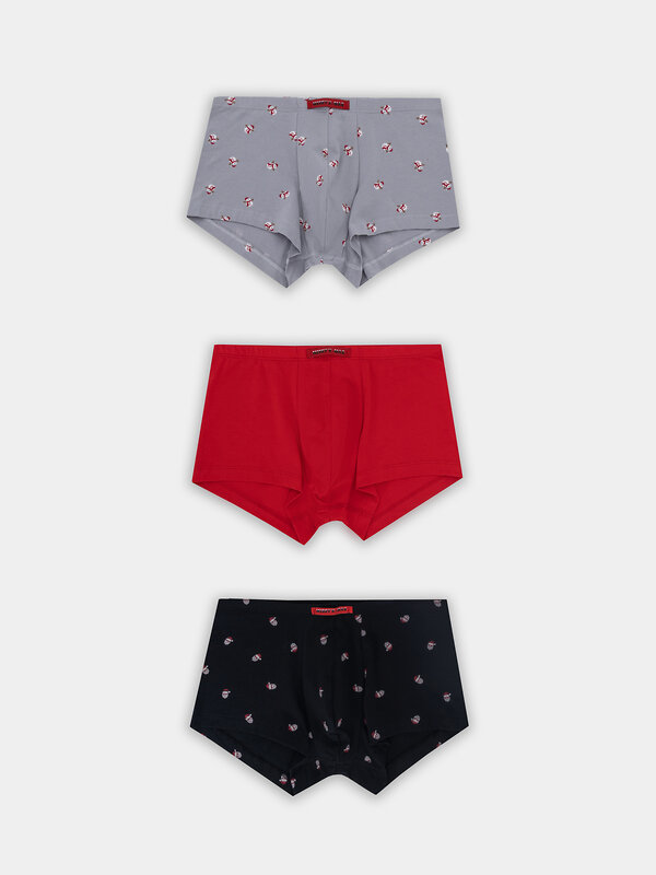 MARK FORMELLE Трусы 574225 411122-3 мелкая набивка на черном +красный +снеговики на сером
