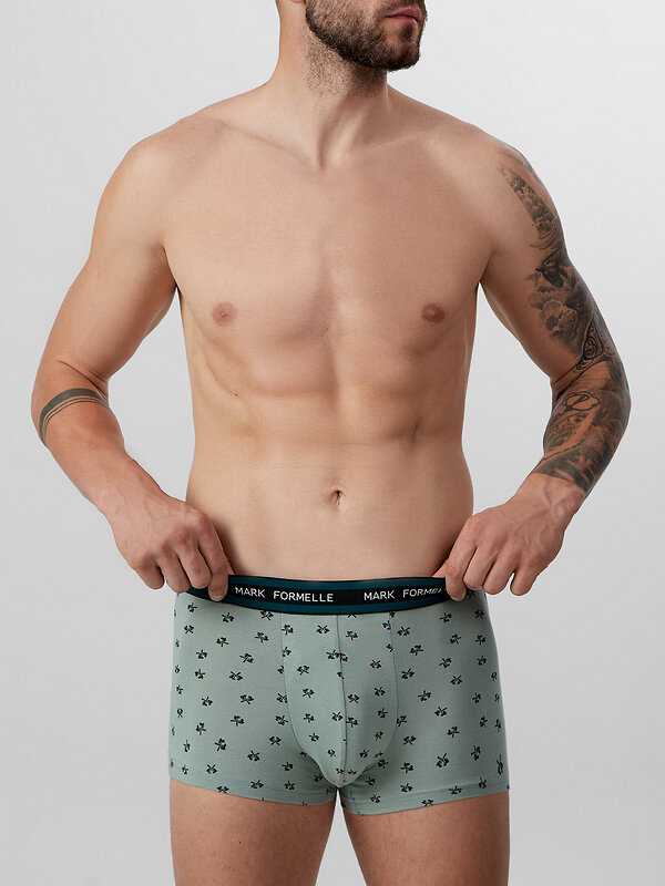 MARK FORMELLE Трусы 574228 411124-3 топоры на зеленом льду +т.зеленый +узор на черном
