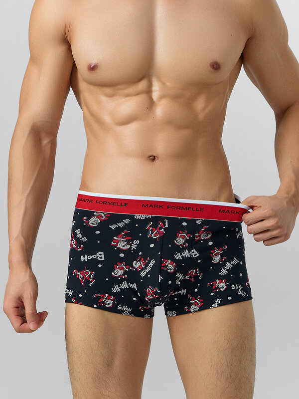 MARK FORMELLE Трусы 574230 411124-3 Деды морозы на черном +красный +ч.клетка на красном