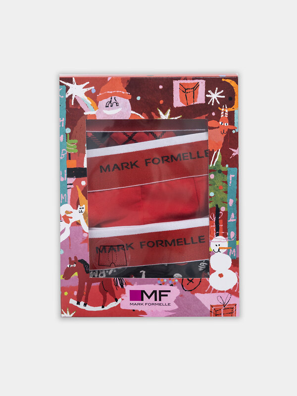 MARK FORMELLE Трусы 574230 411124-3 Деды морозы на черном +красный +ч.клетка на красном