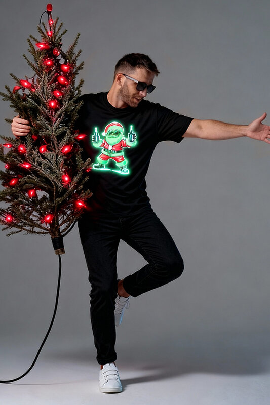 Натали Футболка 574393 8581 черный+дедМ с бутылками