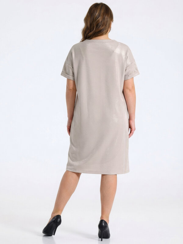 Апрель Платье 574425 1ЖПК4887933 бежевый с блеском