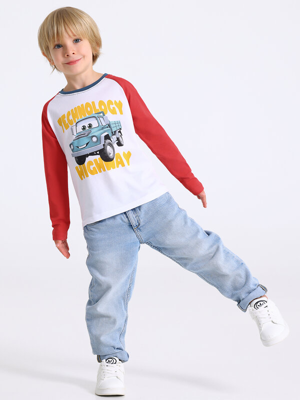 Апрель Лонгслив 574749 1ПДЛД4912001 белый+красный+темно-голубой