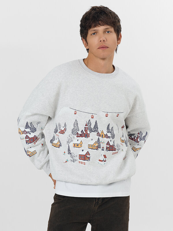 MARK FORMELLE Свитшот 574983 121866/1 серый меланж+печать