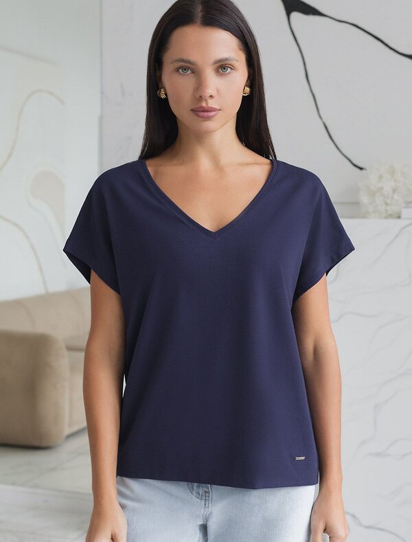 VILATTE Футболка 575112 D49.100 темно-синий