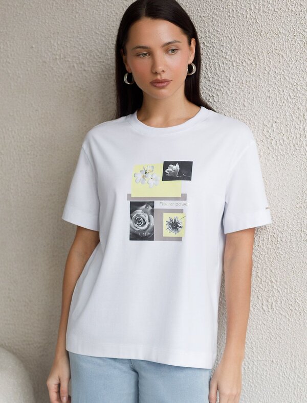VILATTE Футболка 575139 D49.145 белый_flower_power