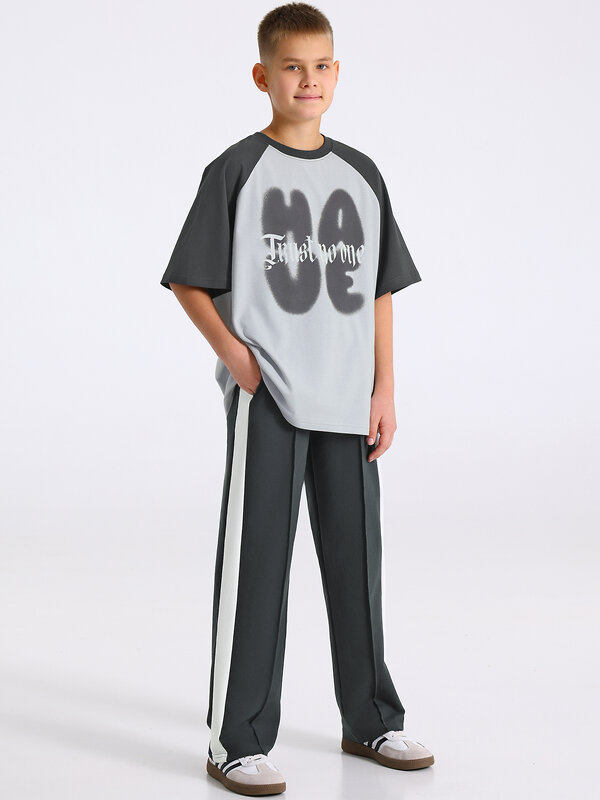 Апрель Брюки 575333 1ПББ4931139 темно-серый+сливки