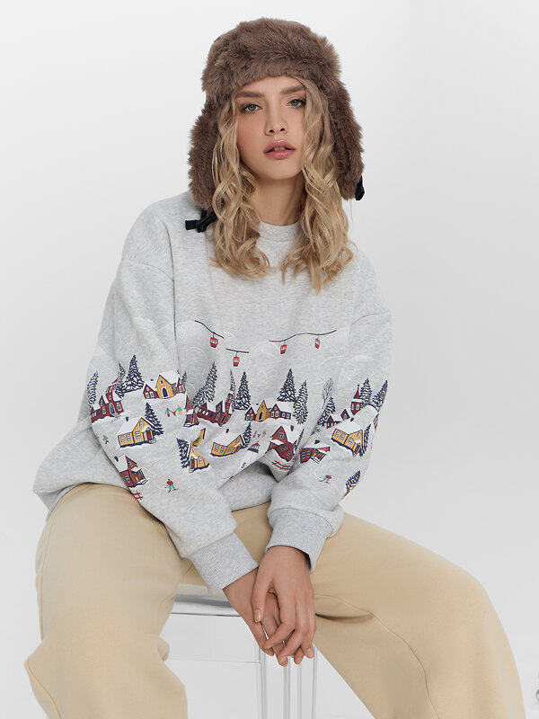 MARK FORMELLE Свитшот 575353 122887/1 серый меланж+печать