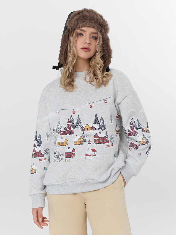 MARK FORMELLE Свитшот 575353 122887/1 серый меланж+печать