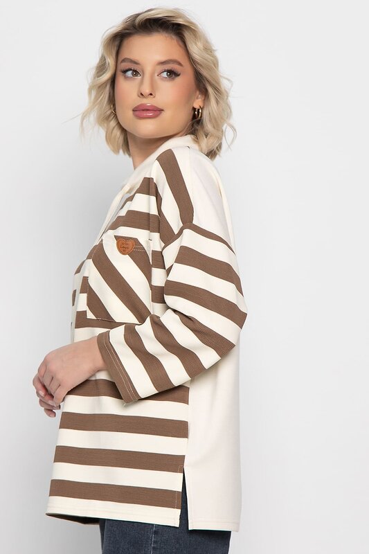 LT Collection Джемпер 575402 Б14959-18М бежевый/коричневый