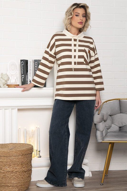 LT Collection Джемпер 575402 Б14959-18М бежевый/коричневый