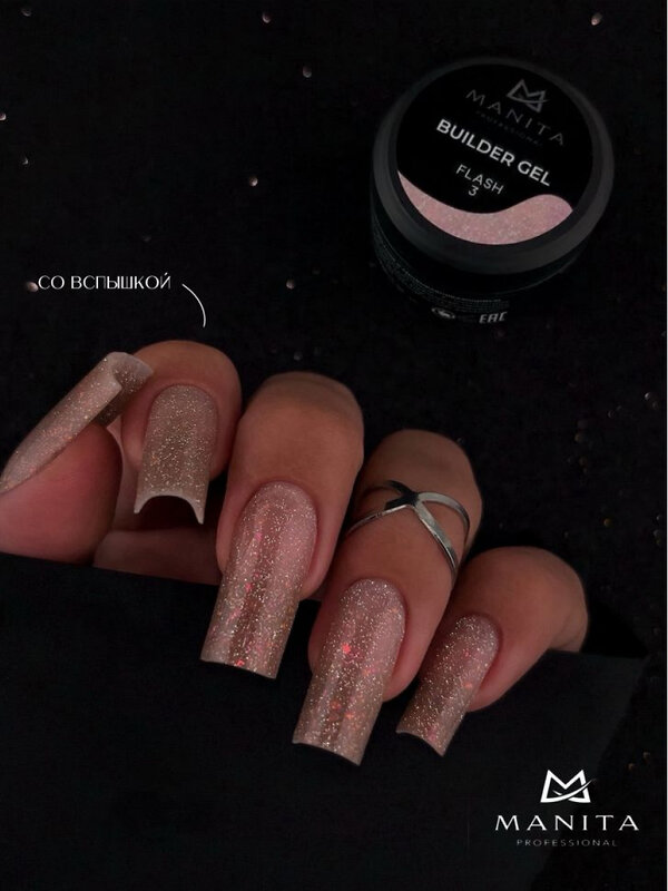 MANITA Гель моделирующий для ногтей с хлопьями юки / Builder Gel Flash №03, 15 мл 575781 28220 