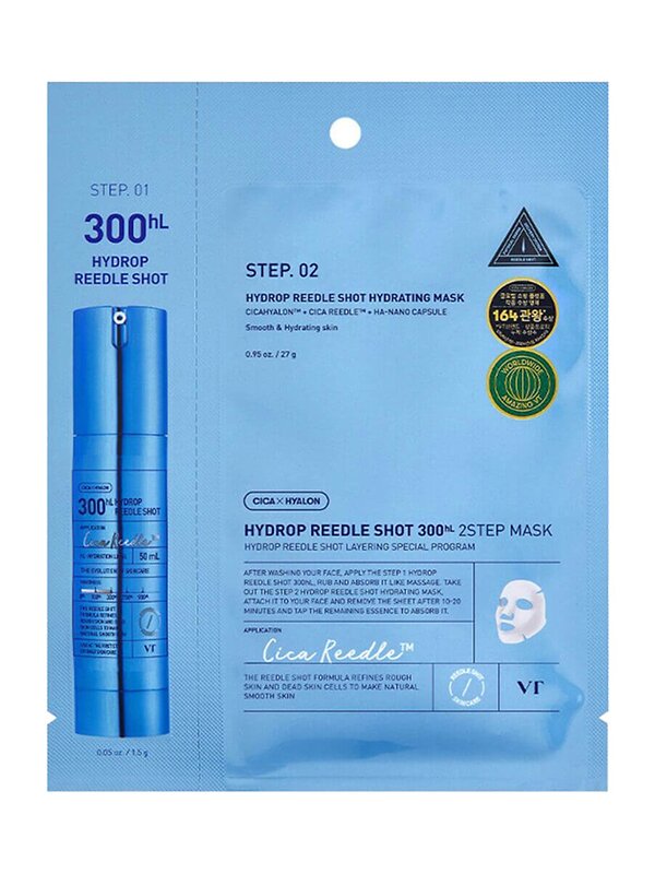 VT Cosmetics Интенсивная увлажняющая маска с микроиглами / Hydrop Reedle Shot 300hL 2 Step Mask, 1,5 г + 27 г 575814 28271 