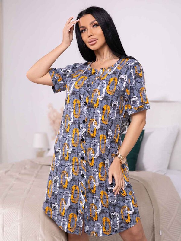 Текс-плюс Халат 575985 НФ-00246183 Серый, оранжевый