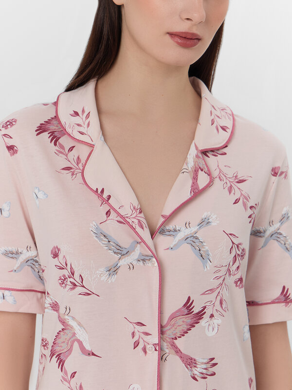 MARK FORMELLE Сорочка 576005 572403 птицы на нежно -розовом
