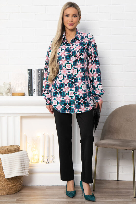 LT Collection Блуза 576070 Б14857-14М бирюзово-розовый