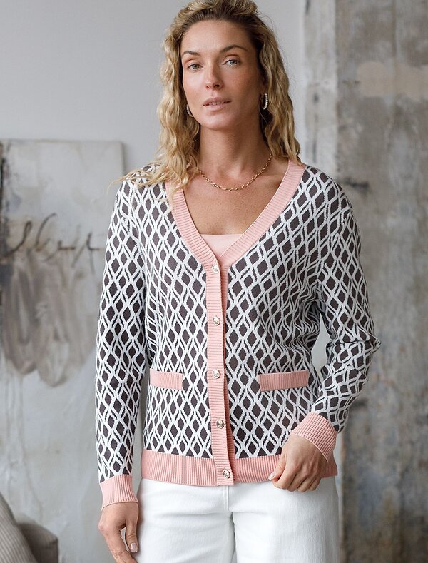 VILATTE Кардиган 576094 D31.152 кофейный-белый