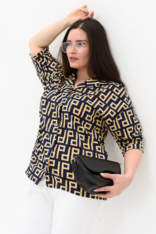 Натали Рубашка 576659 21603 орнамент синий