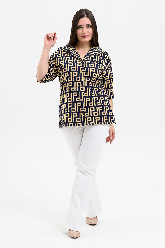 Натали Рубашка 576659 21603 орнамент синий