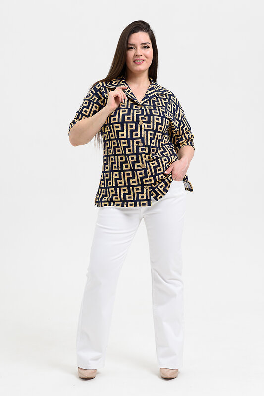 Натали Рубашка 576659 21603 орнамент синий