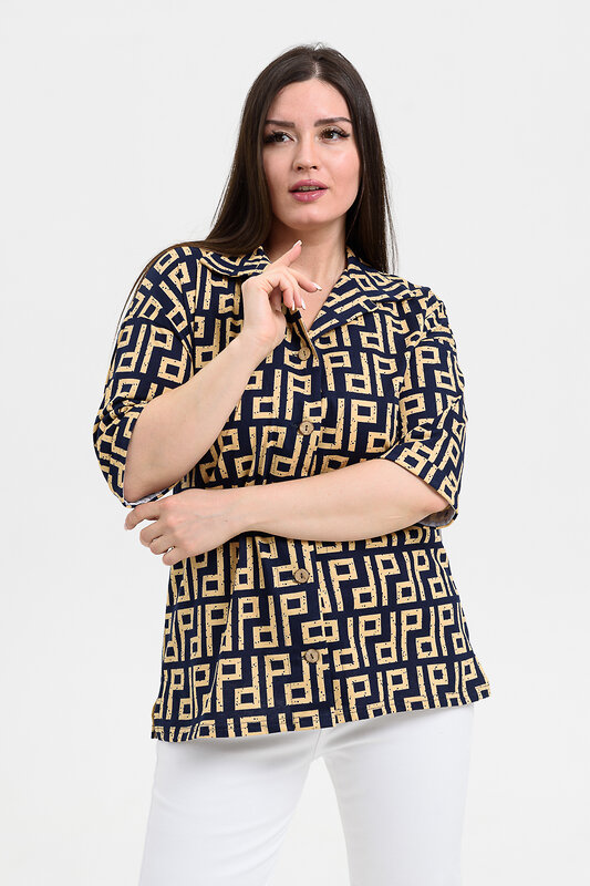 Натали Рубашка 576659 21603 орнамент синий