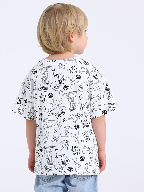 Апрель Футболка 576679 2ПДФК5831001н серый+черные собаки на белом / Яркий медведь