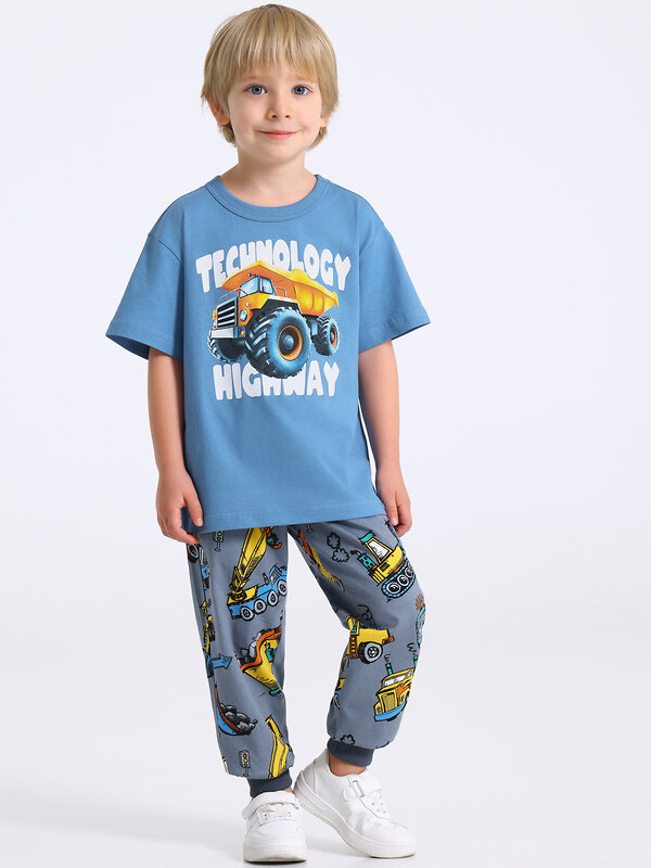 Апрель Комплект 576688 2ПФБ5759001н серо-голубой250+стройтехника на сером+темно-серый235 / Самосвал