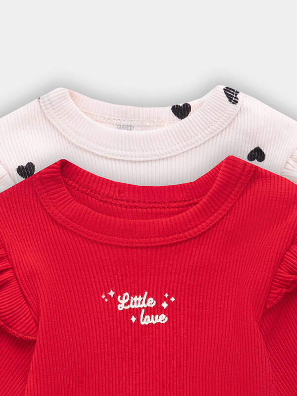 MARK FORMELLE Боди детское 576694 13017-2 красный +сердца на св.розовом