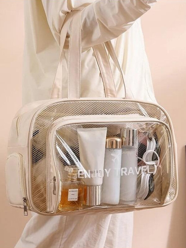 Kristaller Сумка-косметичка унисекс прозрачная с отделением для обуви, бежевый 576808 28290 