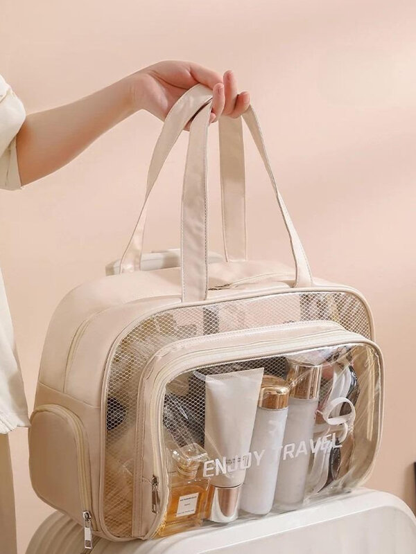 Kristaller Сумка-косметичка унисекс прозрачная с отделением для обуви, бежевый 576808 28290 