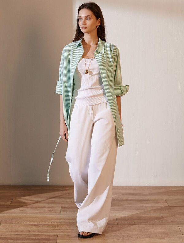 VILATTE Блузка 577458 D29.302 белый-фисташковый