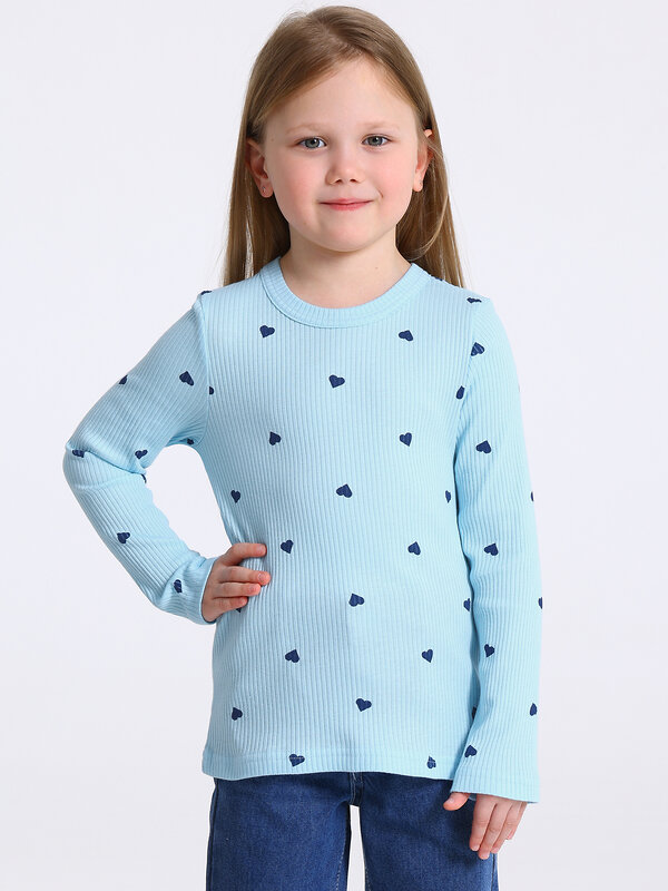 Апрель Лонгслив 577533 2ДДЛД5876223н коричневый леопард на бежевом+темно-синие сердечки на голубом