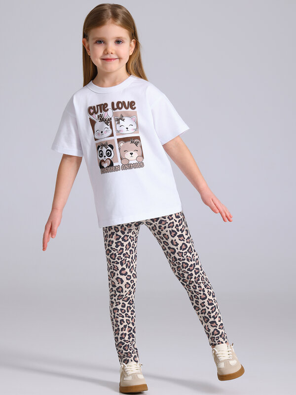 Апрель Комплект 577559 2ДДР5705001н белый+коричневый леопард на бежевом / Четыре зверушки