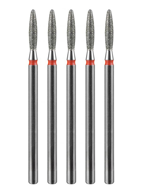 MANITA Фреза алмазная пламя тупое для аппаратного маникюра 856.104.244.100.021 ФАПЗ-2,1 10М, красная насечка, ø 2,1 мм, 5 шт. 577562 28345 