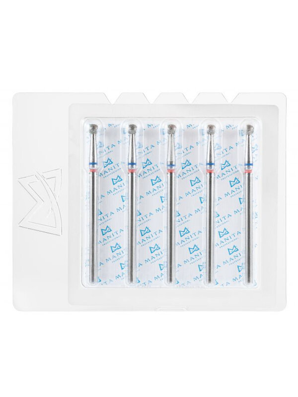 MANITA Фреза алмазная шар для аппаратного маникюра 866.104.001.031.035 ФАШ-3,5MC, сине-красные насечки, ø 3,5 мм, 5 шт. 577569 28351 