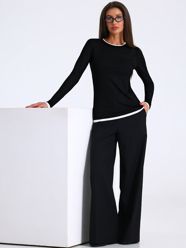 Апрель Лонгслив 577572 1ЖДЛД4616323 черный+белый