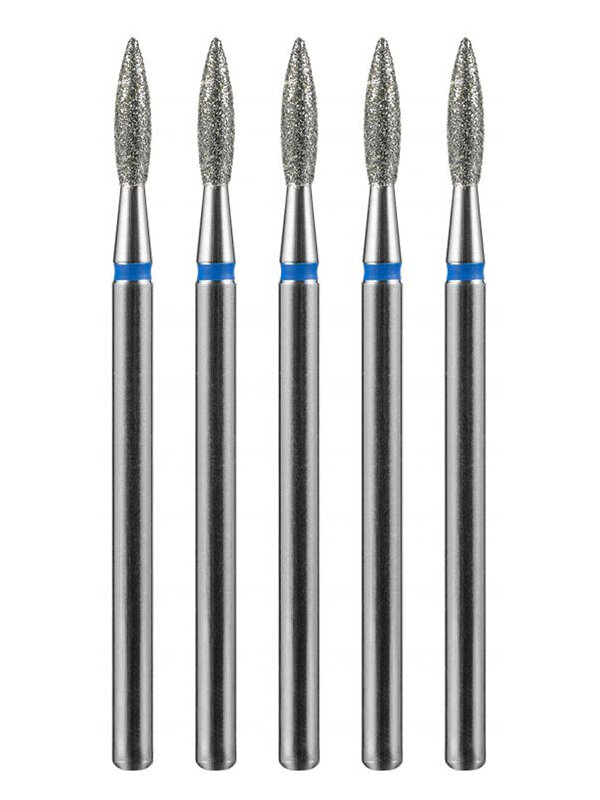 MANITA Фреза алмазная пламя острое для аппаратного маникюра 866.104.243.080.021 ФАП-2.1-8С, синяя насечка, ø 2,1 мм, 5 шт. 577580 28362 