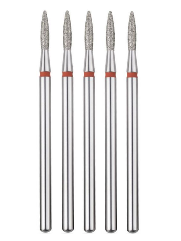 MANITA Фреза алмазная пламя острое для аппаратного маникюра 856.104.243.080.018 ФАП-1.8-8М, красная насечка, ø 1,8 мм, 5 шт. 577584 28339 