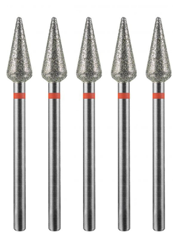 MANITA Фреза алмазная капля большая для аппаратного маникюра 856.104.260.125.050 ФАК-5,0 12,5М, красная насечка, ø 5,0 мм, 5 шт. 577593 28348 