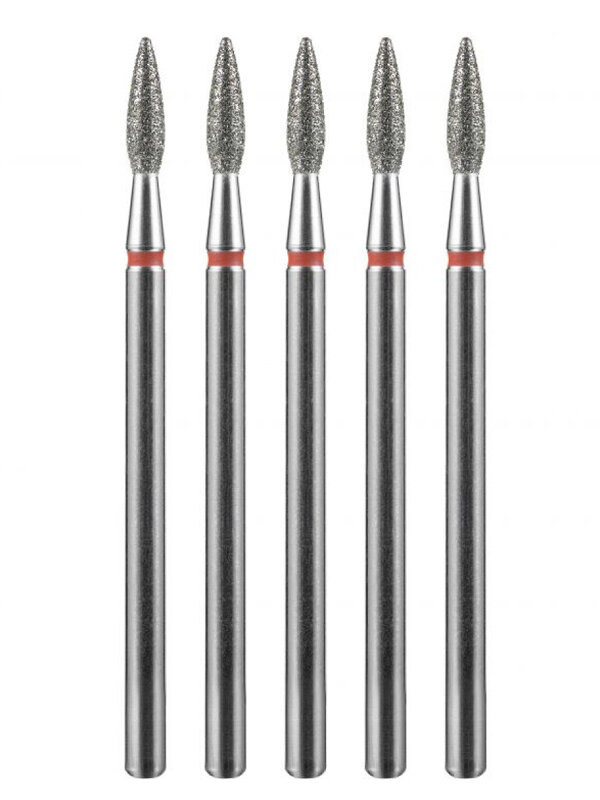 MANITA Фреза алмазная пламя острое для аппаратного маникюра 856.104.243.080.023 ФАП-2.3-8М, красная насечка, ø 2,3 мм, 5 шт. 577599 28341 