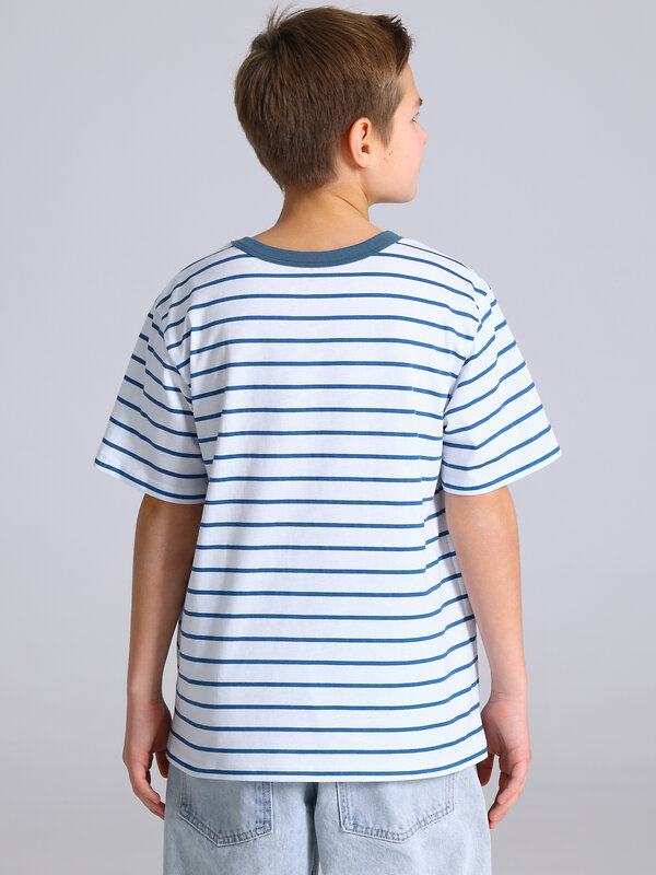 Апрель Футболка 577610 1ПДФК4332001н полоска белый+синий