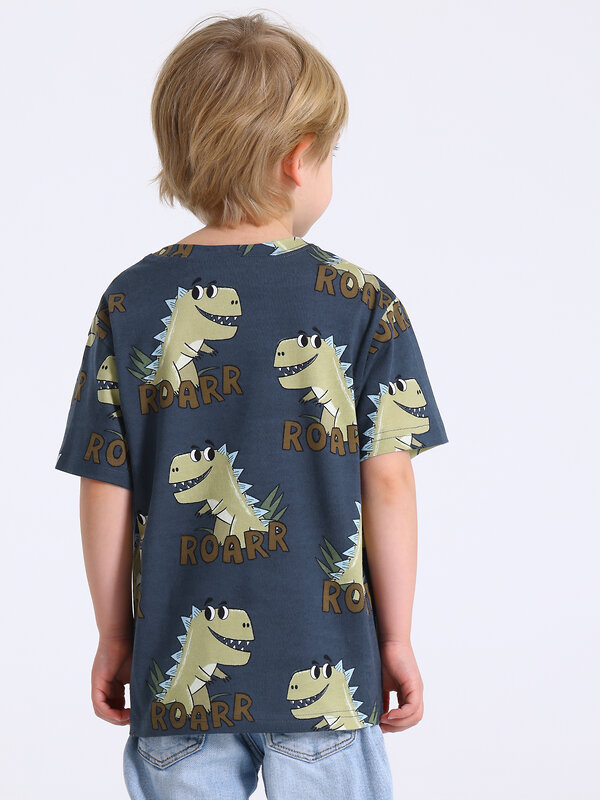 Апрель Футболка 577612 1ПДФК4590001н крупные динозавры на темно-сером