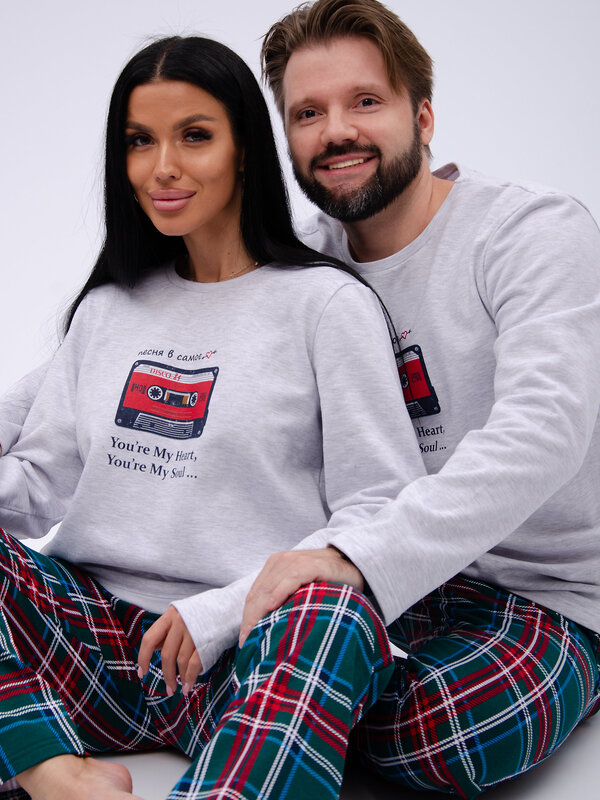 Malina Пижама 577659 3189 светло-серый меланж/зелёный